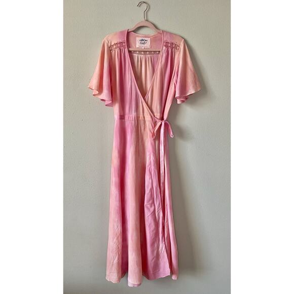 Johnny Was Dresses & Skirts - Johnny Was x Amanda Bond Pink Ombre SizeL Handmade in Malibu Boho Flutter Sleeve